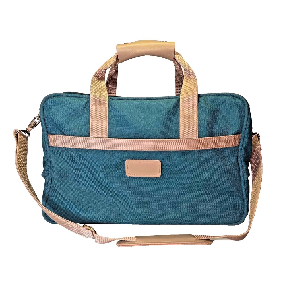 BOYT Duffle Bag‎ Green Canvas Tan Leather Travel Carry On Made In USA Iowa